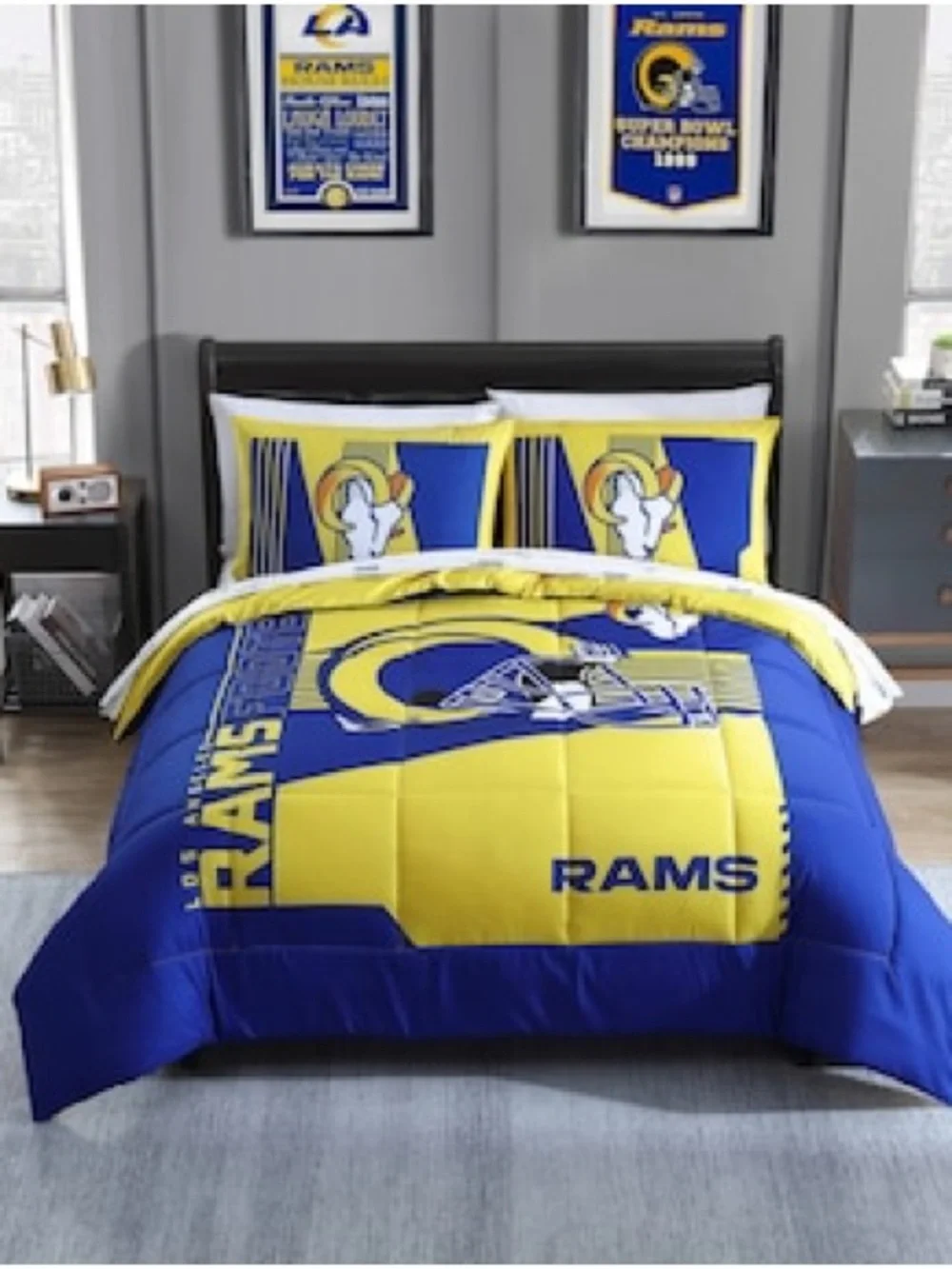 NFL Los Angeles Rams Comforter Set - Blue & Yellow Team Design
